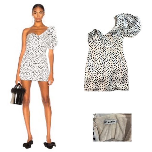 Self-Portrait Dresses & Skirts - Self Portrait Dot One Shoulder Dress